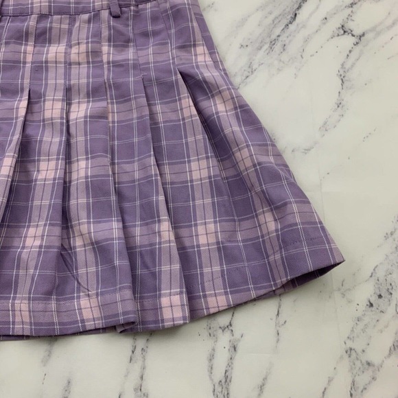 Hot Topic Plaid Mini Skirt Size S Purple Pink Pleated Retro Clueless Short - Picture 8 of 9